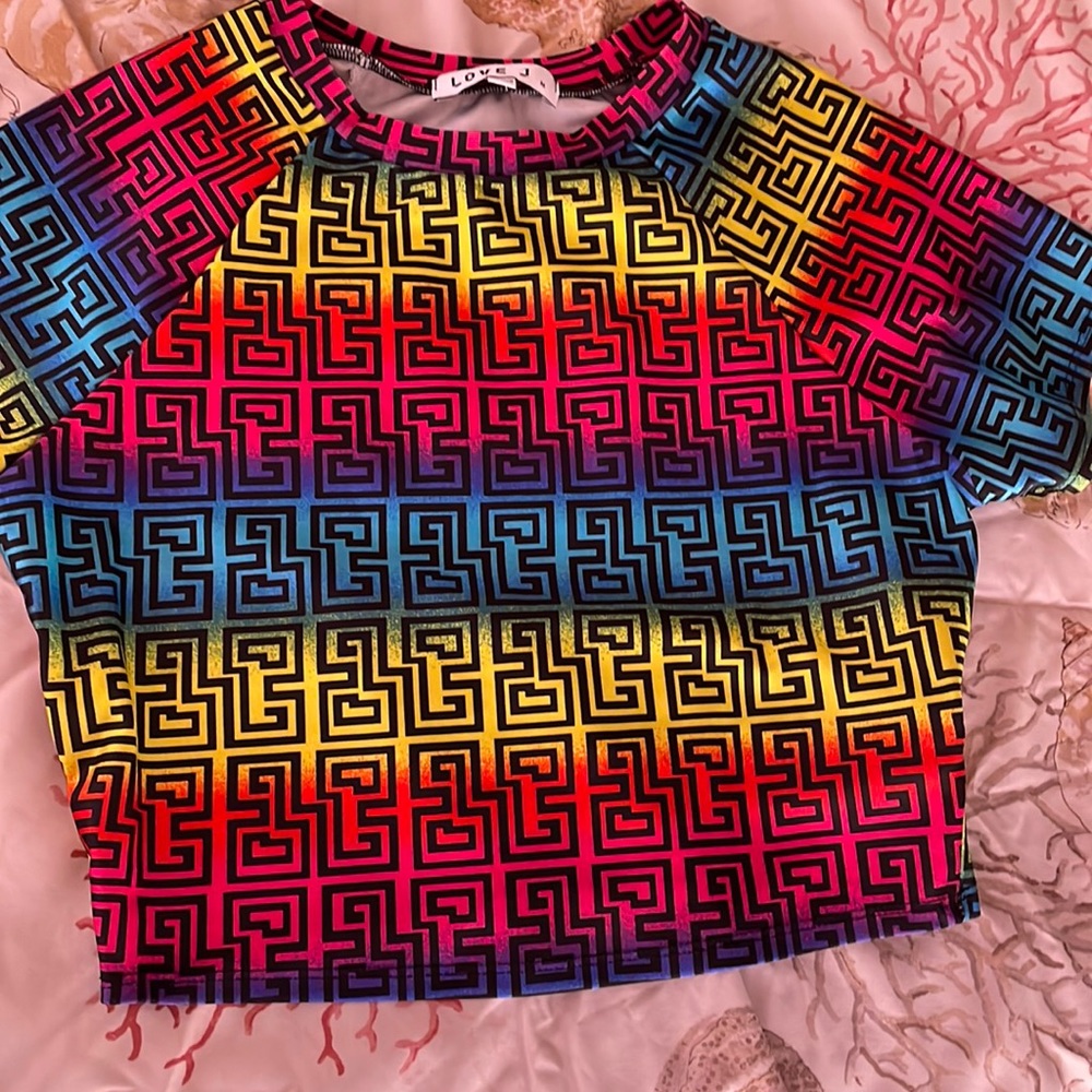 Love J Women’s Rainbow Crop Top (Medium) NEVER WORN!!
